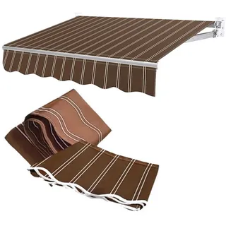 Markisen-Ersatzstoff einziehbar, Sonnenschutz Markisenstoff mit Volant ohne Rahmen, Unterstand, Markisenbespannung Sonnenschutz Ersatzstoff, Markisenstoff Hochwertiges Ersatztuch(Brown,5.5x3m(18x9.8ft