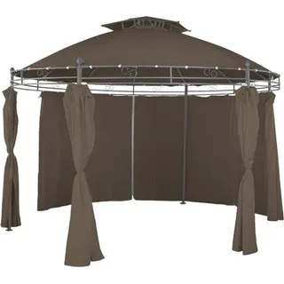 Pavillon rund Ø350cm taupe Festzelt Gartenpavillon wasserdicht inkl. Seitenteile - Taupe
