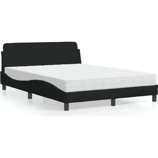 vidaXL Bett mit Matratze "Dover" Schwarz 140x190 cm Stoff - Schwarz