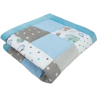Medi Partners Krabbeldecke für Baby Spielmatte 100% Baumwolle Krabbelmatte - 120x120cm Krabbeldeck Dick Weich Decke Laufgittereinlage Babydecke Minky Waffel Spielbogen (Hirsch und Igel)