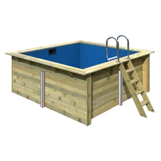 Trend Holzpool Set Rechteck 350x320x124cm Innenhülle 0,6mm Blau : 350x320cm - Blau