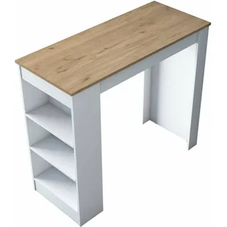 Esstisch Dpanucc, Küchenregal, Esszimmertisch, Festes rechteckiges Regal, 120x50h100 cm, Walnuss und Weiß - Braun