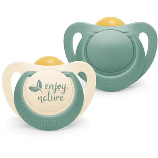 NUK for Nature Babyschnuller | Nachhaltige Gummischnuller | Über 98 % natürliche Rohstoffe | 6-18 Monate | Eukalyptusgrün | 2 Stück
