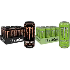 Monster Energy Mule, 500 ml, Einweg-Dose, im Trend-Flavor Ingwer und mit Zero Zucker & Ultra Paradise, 500 ml, Einweg-Dose, Zero Zucker und Zero Kalorien