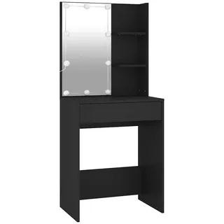 vidaXL Schminktisch mit LED Schwarz 60x40x140 cm, - Schwarz