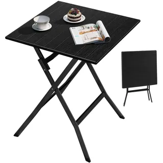 eSituro Klapptisch Gartentisch Balkontisch, wetterfest, Schwarz | Outdoor Beistelltisch klappbar, kleiner Tisch für Balkon Terrasse Garten, 62x62 cm, 50 kg belastbar