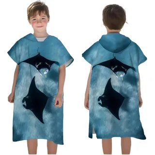 Proumhang Kinder Surf Poncho Badeponcho Mikrofaser Bademantel Strandtuch Frottee Wechselmantel Wassersport Poncho Mädchen Jungen 60 cm x 75 cm