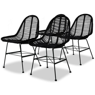 vidaXL Esszimmerstühle 4 Stk. Natur Rattan Schwarz