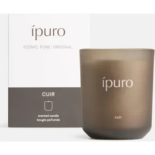 ipuro Classic Duftkerze im Glas CUIR 270g - dekorative Duftkerze mit Zitrusnoten, Vanille & Leder, dunkle Hölzer - Kerzen mit langanhaltendem Duft - Raumduftkerze braun