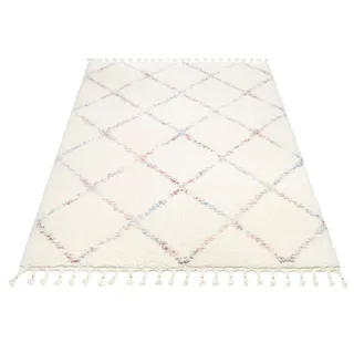 GALLERY M branded by Musterring Hochflor-Teppich "BOHO", rechteckig 12 mm Höhe, creme, multi),