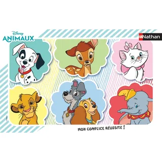 Nathan - Kinderpuzzle - Rahmen 15 Teile - Porträts der Disney Tiere - Mädchen oder Junge ab 3 Jahren - Hochwertiges Puzzle - Dicker und strapazierfähiger Karton - Tiere - 86145