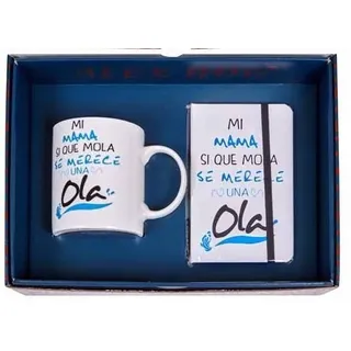 DRW Tasse und Notizbuch mit Aufschrift „My Mama SI que que Mola“