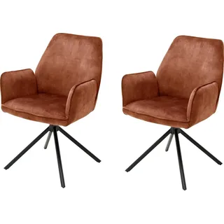 MCA Furniture Esszimmerstuhl Ottawa mit Armlehne 2 Stück Polyester braun