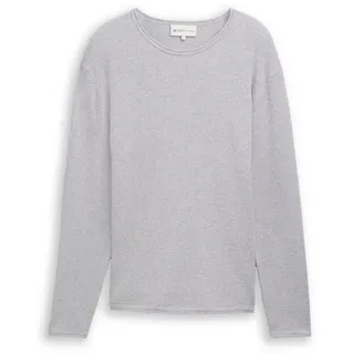 Tom Tailor Structured Roll Edge Knit Pullover - Light Stone Grey Melange, L