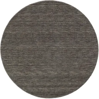 Kunstloft Wollteppich rund Jamal Grau ø 200 cm rund , Textil , Beton Optik , Rund , 200x1 cm , Gots , pflegeleicht , Teppiche und Böden, Teppiche, Schafwollteppiche