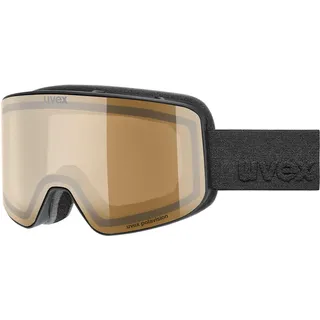 Uvex pyrit P - Skibrille für Damen und Herren - Filterkategorie 2 - vergrößertes, beschlagfreies Sichtfeld - schwarz matt dl/pola-klar - one size