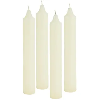 4er Pack Rustikale Stabkerzen H:25 cm Ø:3,8 cm diverse Farben Brenndauer 22 Stunden Kerze Advent Weihnachten Deko, Farbe:Creme