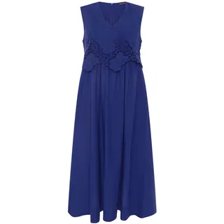 Midikleid BETTY BARCLAY "Midikleid mit V-Ausschnitt", Damen, Gr. 44, EURO, blau (electric blau), Obermaterial: 69% Baumwolle CO. 29% Polyamid PA. 2% Elasthan EL., Kleider Midikleid