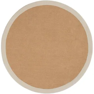 carpetfine Sisalteppich »Sisal« rund 5 mm Höhe mit farbiger Bordüre, Anti-Rutsch Rückseite, beige