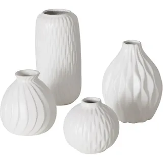 Boltze Vase Zalina (Gefäß in Weiß 4-teilig, Matt, aus Porzellan) 2038306