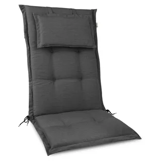 Beautissu Premium Gartenstuhlauflage Hochlehner 120x50x7cm, Anthrazit - Dunkelgrau