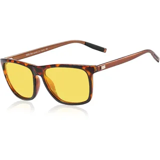 DUCO Nachtsichtbrille für Autofahrer Polarisierte Nachtbrille zum Autofahren Anti-Blendung HD Gelb Sonnenbrille Gläser Fahren Für Scheinwerfer Blendfreie Brillen 3029 (Tortoise)
