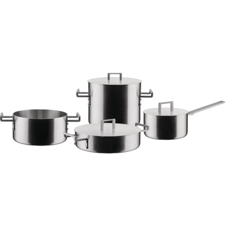 Alessi Convivio DC100S7 - Design Kochgeschirr-Set, 18/10 Edelstahlgriffe mit PVD-Beschichtung, Matte