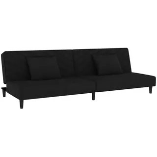 Schlafsofa 2-Sitzer mit 2 Kissen Schwarz Samt - Schwarz