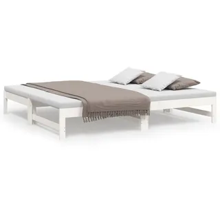 vidaXL Tagesbett Ausziehbar Weiß 2x(75x190) cm Massivholz Kiefer - Weiß