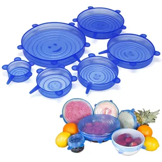 6 Stück Silikondeckel Dehnbar,Deckel für Dosen,Joghurt Deckel,Silikondeckel Joghurtbecher,Silikon Deckeluniversal Dehnbar in 6 Größe,Silikon Dosendeckel,Getränkedosen Verschluss,Lid Schüsseln,Becher
