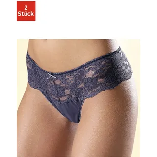 String NUANCE BY LASCANA "mit breitem Spitzenband, als Dessous-Set kombinierbar", Damen, Gr. 36/38, blau (2xblaugrau), Spitze, Obermaterial: 85% Polyamid, 15% Elasthan, körpernah, Unterhosen String, sexy Dessous, sexy Unterwäsche