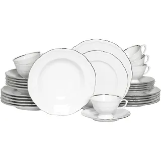 CreaTable Maria Theresia Kombiservice 30-tlg. weiß/platinfarben