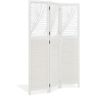 Homestyle4u Paravent 120/170 cm Weiß , Holz , 120x170x2 cm , Wohnzimmer, Raumteiler, Paravents