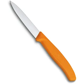Victorinox, 6.7606.L119, Swiss Classic, Gemüsemesser, Extra scharfe Klinge, mit geradem Schliff, robuster Kunststoff-Griff, Orange, Made in Switzerland, Spülmaschinengeeignet