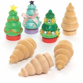 Baker Ross FC226 Weihnachtsbäume aus Holz zum Bemalen - 8er Pack, Holzfiguren für Kinder, Holzbasteleien zum Basteln und Dekorieren, Weihnachtsdekorationen zum Selbermachen