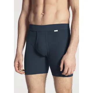 Langer Boxer CALIDA "Cotton 1:1", Herren, Gr. L (52/54), blau (admiral), Interlock, Obermaterial: 100% Baumwolle, unifarben, normal, Unterhosen Langer Boxer, elastischer Softbund, Eingriff, Feinripp-Qualität, langes Bein