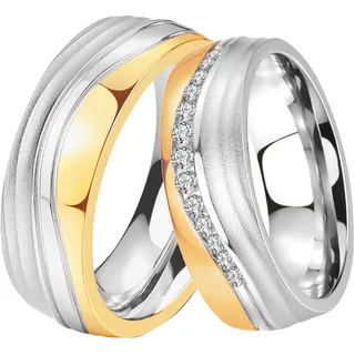 Trauring DOOSTI "Schmuck Geschenk Edelstahl Trauring Ehering Partnerring LIEBE" Gr. 70, gold (edelstahlfarben, gelbgoldfarben), Fingerringe, Damen, 70, ohne Zirkonia, Edelstahl, 7mm, Trauring, wahlweise mit oder ohne Zirkonia