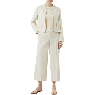 Rundhalsshirt COMMA, Damen, Gr. 46, beige (dune sand), Strick, Obermaterial: 50% Baumwolle, 50% Viskose, unifarben, regular fit taillenbedeckt, Rundhals, Shirts Rundhalsshirt, mit Strick Details