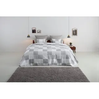 LÜTTENHÜTT Tagesdecke »Gretje gesteppte Tagesdecke für Kinder, Tagesdecke im Patchwork-Design«, grau