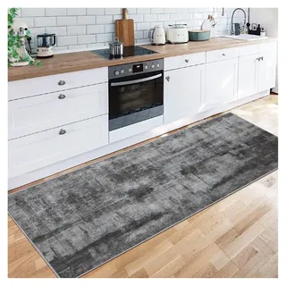 Siunwdiy Dunkelgrau Flur Läufer Teppich,80X190CM Küchenläufer rutschfest Schallschutz Türmatte, Fußboden Matte für Korridorhalle Küche Eingang Treppe, Cuttable Waschbar
