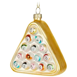 BRUBAKER Billard - Handbemalte Weihnachtskugel aus Glas - 9,5 cm Baumkugel | Billardkugeln Bunt - Lustige Weihnachtsdeko - Mundgeblasener Christbaumschmuck - Figur Lustig Deko Anhänger
