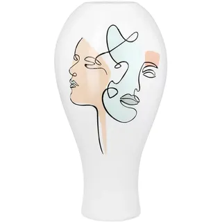 Casablanca Vase Voir - Kunstharz - Weiß - Gesichtsmotiv - Höhe 36cm x Ø 19cm - Bauchig Dekovase