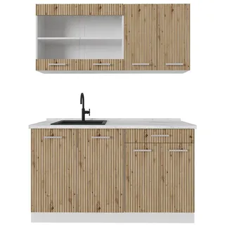 Vicco Küchenzeile R-Line 140 cm Eiche/Weiß