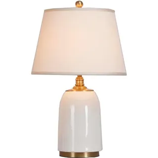 Fine Asianliving Chinesische Tischlampe Porzellan mit Lampenschirm E27 Orientalische Tischleuchte Keramik Nachttischlampen Schlafzimmer Wohnzimmer - Weiß