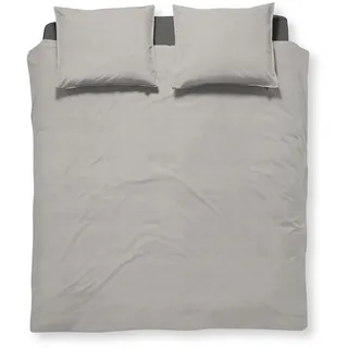 Damai Mik Leinen-Optik Grau 200 x 200 cm + 80 x 80 cm