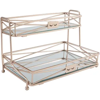 Home Details Kosmetikturm mit 2 Ebenen, verspiegelt, perfekt für Parfums, Schmuck, Make-up, Kosmetik-Organizer, stilvolle Dekoration in Roségold 2-stöckiger Schminkturm, Rose Gold