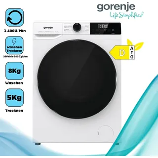 Gorenje WD2A854ADPS/DE Waschtrockner Frontlader, 8 kg Waschen, 5 kg Trocknen, weiß - Weiß