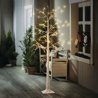 XXL Leuchtbaum "White" für Draußen, 210 cm groß, Lichterbaum Outdoor mit 168 LED, Timer, Außen Weihnachtsdeko, Gartendeko Weihnachten - Weiß