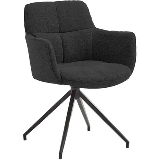 Valdera Armlehnstuhl , Anthrazit , Textil , Stativgestell , 58x81x62 cm , Stoffauswahl, Typenauswahl, Sitzfläche 360° drehbar, automatische Rückholfunktion , Esszimmer, Stühle, Polsterstühle