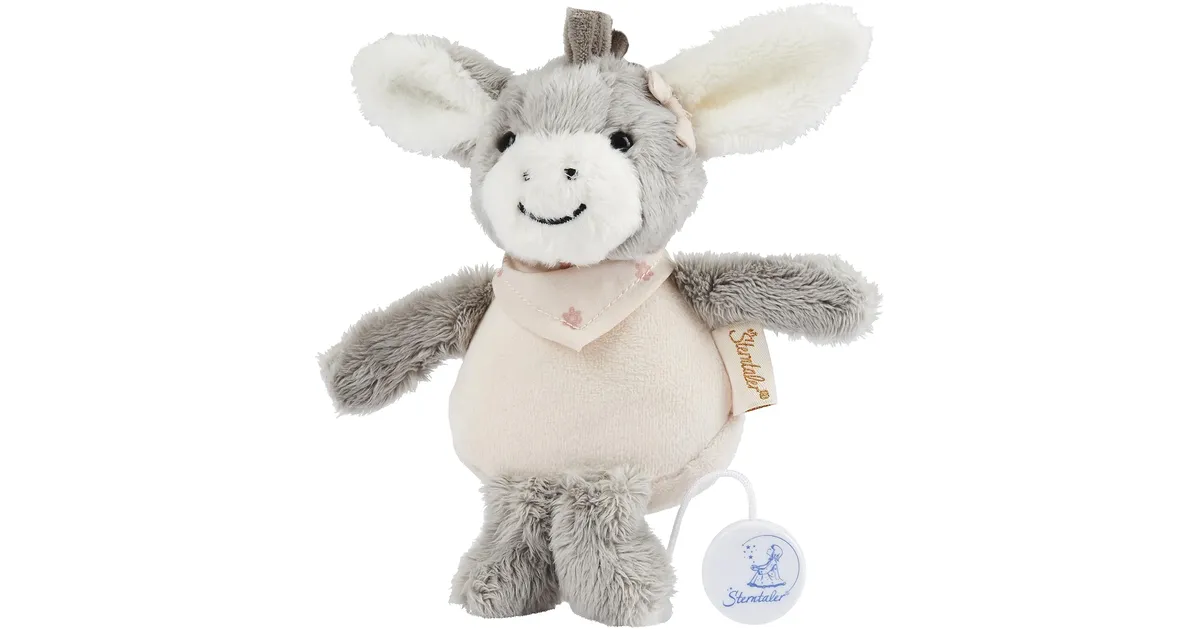 Sterntaler Doudou Âne Emmi Girl – Mousseline Floral – Anneau Dentition Silicone Cœur & Hochet – Cadeau Naissance